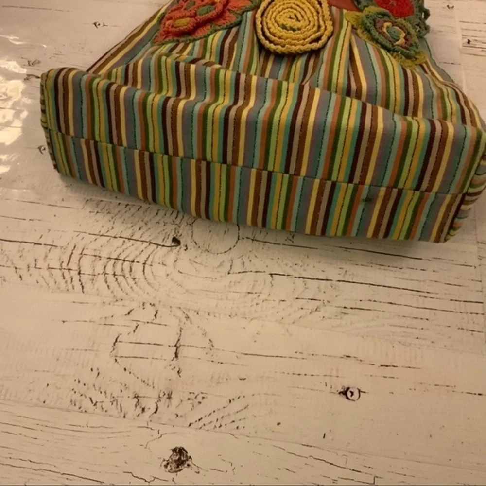 Buco Embroidered floral and striped tote bag